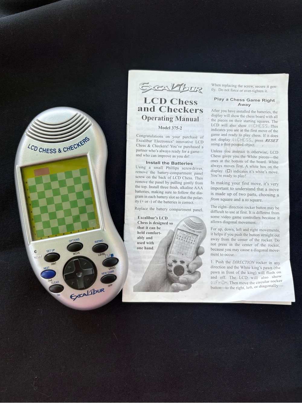 Excalibur LCD Chess &  Checkers Handheld Electronic Game W/ Original Instruction